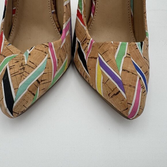 ShoeDazzle Shoes Womens Size 6 Multicolor Cork Stiletto High Heels Pointed Toe - Picture 4 of 9